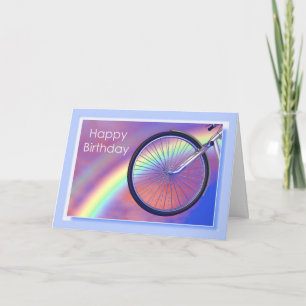 Carte Bicycle Wheel et Rainbow Birthday