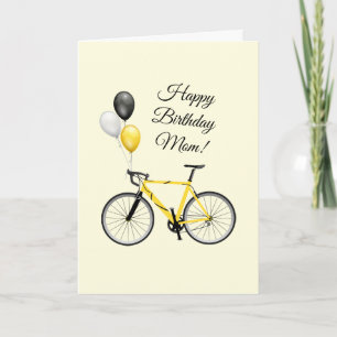 Carte Bicyclette à ballets d'anniversaire jaune