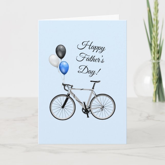 Carte Bicyclette bleue et Fête des pères de ballons (Devant)