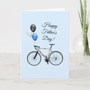 Carte Bicyclette bleue et Fête des pères de ballons