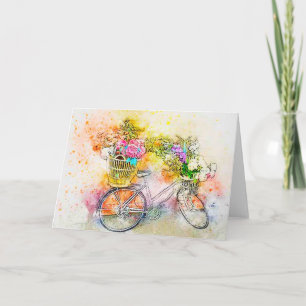 Carte Bicyclette et fleurs