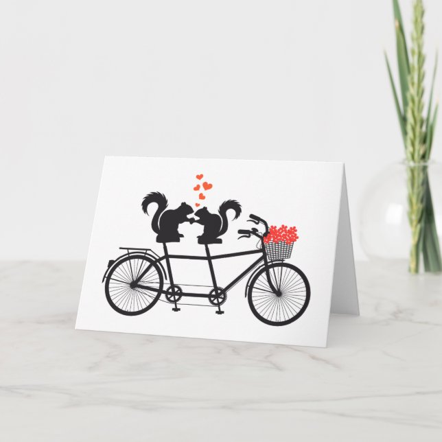 Carte bicyclette tandem avec des écureuils (Devant)