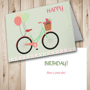 Carte Bicyclettes et ballons Anniversaire