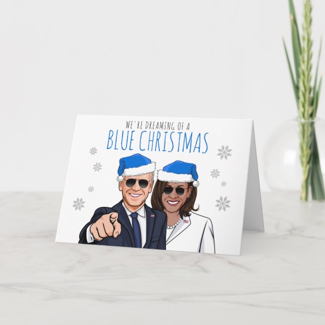 Carte Biden Harris : Nous rêvons d'un Noël bleu (Devant)