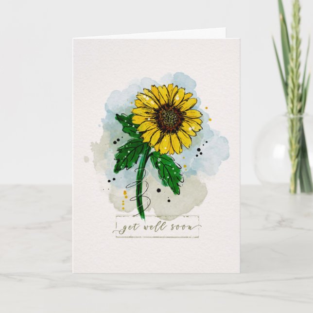Carte Bien Bientôt Aquarelle Tournesol (Devant)