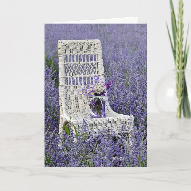 Carte Bien bientôt Bouquet sur chaise (Devant)
