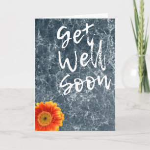 Carte Bien Bientôt Texture de marbre avec Fleur