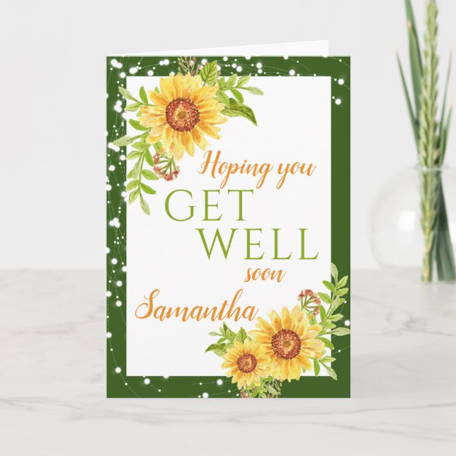 Carte Bien Floral Vert Tournesol (Devant)