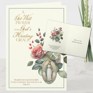 Carte Bien guérir prière Roses Vierge Marie