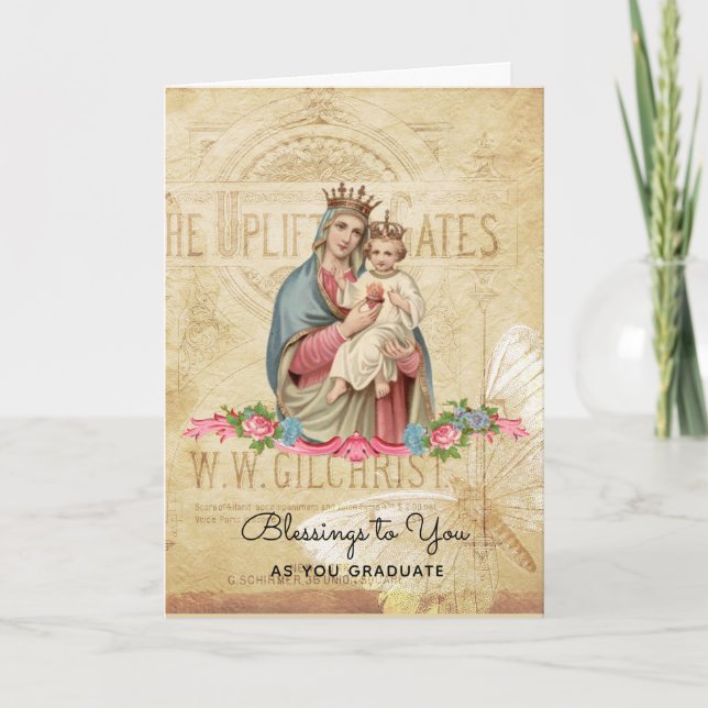 Carte Bienheureuse Vierge Marie Jésus Début de la gradua (Devant)
