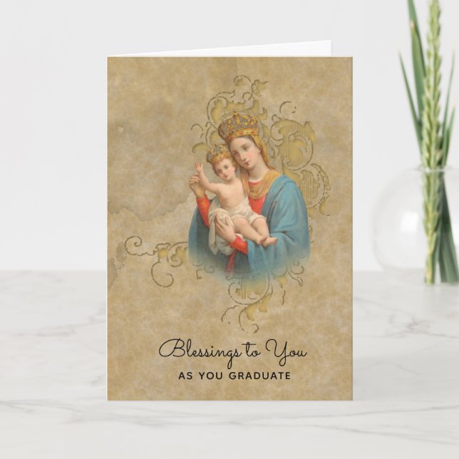 Carte Bienheureuse Vierge Marie Jésus Début de la gradua (Devant)