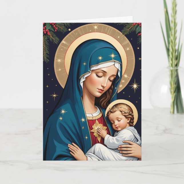 Carte Bienheureuse Vierge Marie Traditionnelle Noël Cath (Devant)