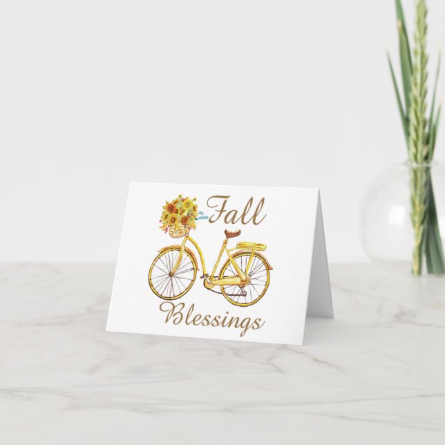Carte Bienheureux automne vélo floral (Devant)