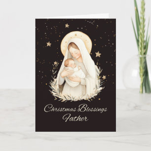 Carte Bienheureux Noël du prêtre Vierge et Enfant