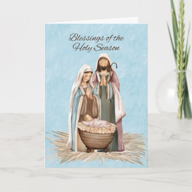 Carte Biens de Noël Scène de la Nativité (Devant)