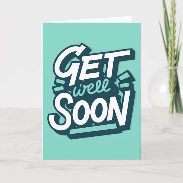 Carte Bientôt, la typographie moderne verte et blanche (Devant)