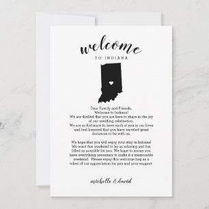 Carte Bienvenue à Indiana   Lettre Mariage et itinéraire
