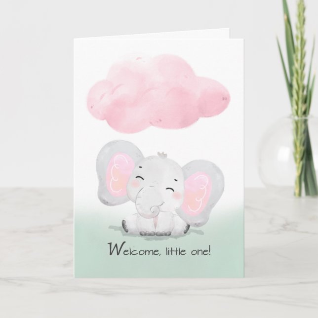Carte Bienvenue à la famille Nouveau bébé fille adorable (Devant)