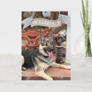 Carte Bienvenue à la retraite chien chanceux