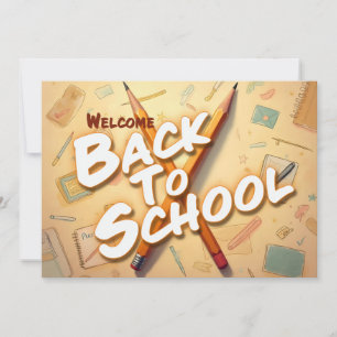 Carte Bienvenue à l'école - Design d'art crayon