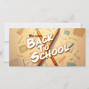 Carte Bienvenue à l'école - Design d'art crayon