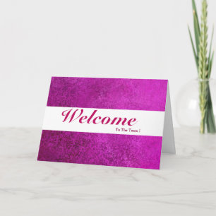 Carte Bienvenue À L'Équipe Blanc Minimal Bleu Badge