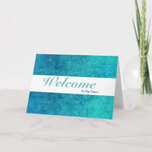 Carte Bienvenue À L'Équipe Blanc Minimal Bleu Badge