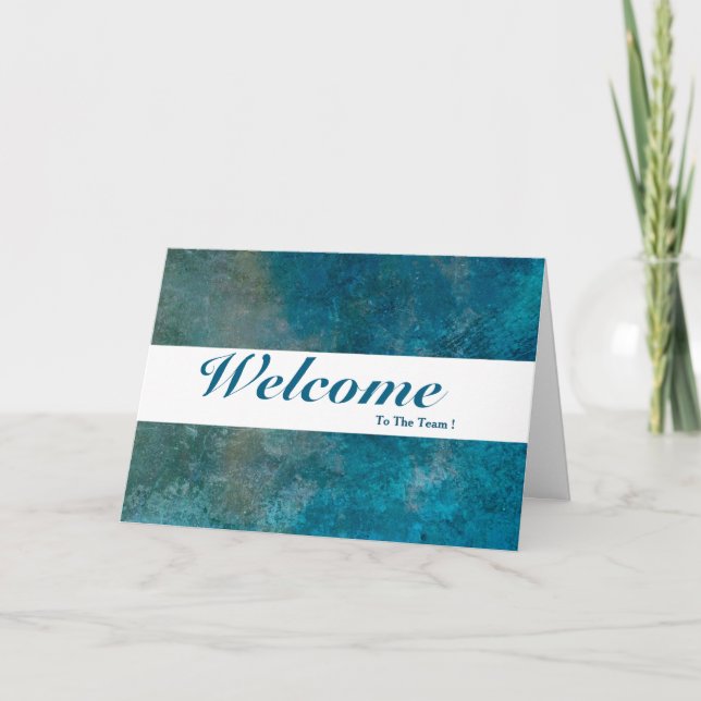 Carte Bienvenue À L'Équipe Blanc Minimal Bleu Badge (Devant)