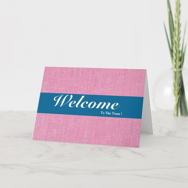 Carte Bienvenue À L'Équipe Blanc Minimal Bleu Badge (Devant)