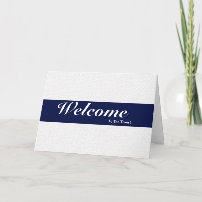 Carte Bienvenue À L'Équipe White Minimal Navy Bleu Badge (Devant)