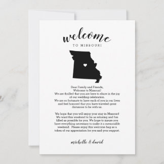Carte Bienvenue à Missouri Lettre Mariage & Itinéraire