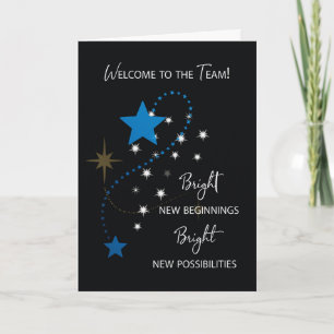 Carte Bienvenue à Team Blue and White Stars on Black