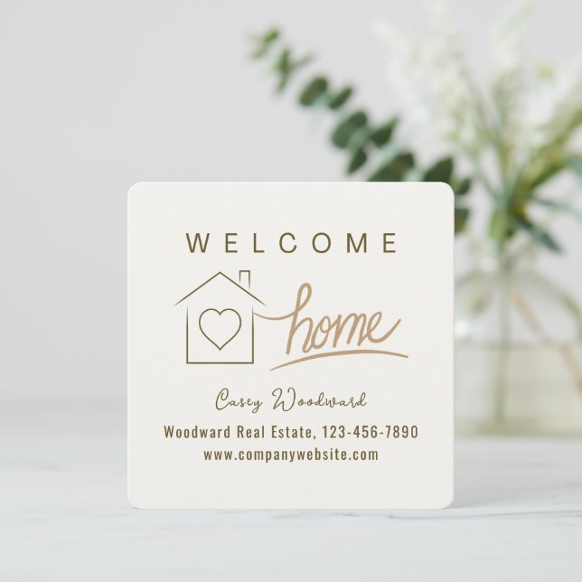 Carte Bienvenue Accueil Réaltor Félicitations Minimalist (Debout devant)