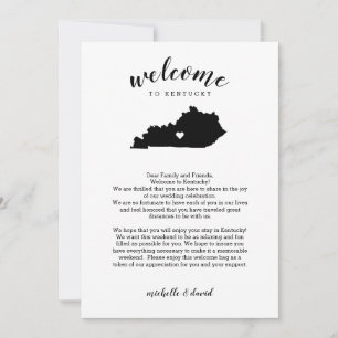 Carte Bienvenue au Kentucky   Lettre Mariage et itinérai