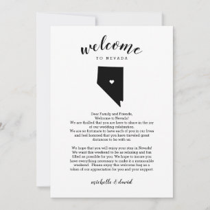 Carte Bienvenue au Nevada Lettre Mariage et itinéraire
