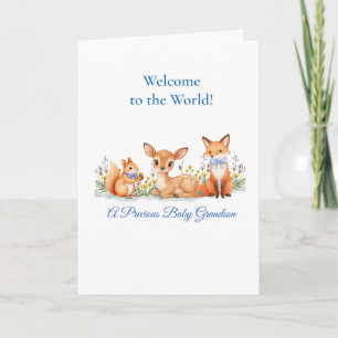 Carte Bienvenue au petit-fils Douce Animaux de la forêt