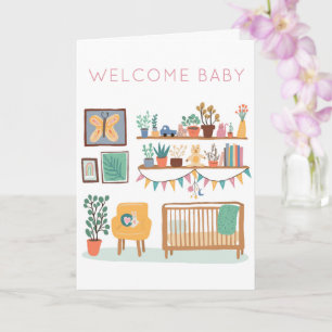 Carte BIENVENUE BÉBÉ Cute Nursery Hommes et femmes Congr