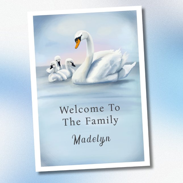 Carte Bienvenue Dans La Famille Mama Swan Avec Bébés (Créateur téléchargé)