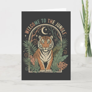 Carte Bienvenue dans le Jungle Vintage Tiger Retro Boho