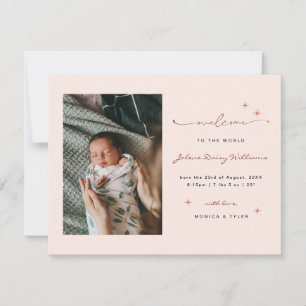 Carte Bienvenue dans le monde Naissance Retro Boho