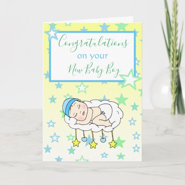 Carte Bienvenue dans le monde Nouveau Baby Boy Card (Devant)