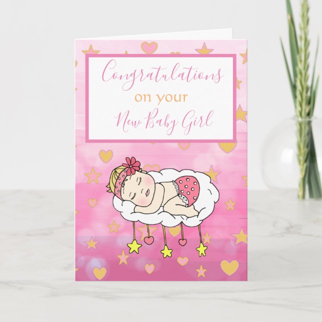 Carte Bienvenue dans le monde nouvelle fille bébé (Devant)
