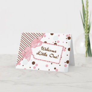Carte bienvenue de bébé de rose et de brun petite