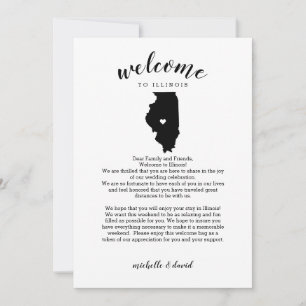 Carte Bienvenue en Illinois   Lettre Mariage et itinérai