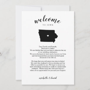 Carte Bienvenue en Iowa Lettre Mariage et itinéraire