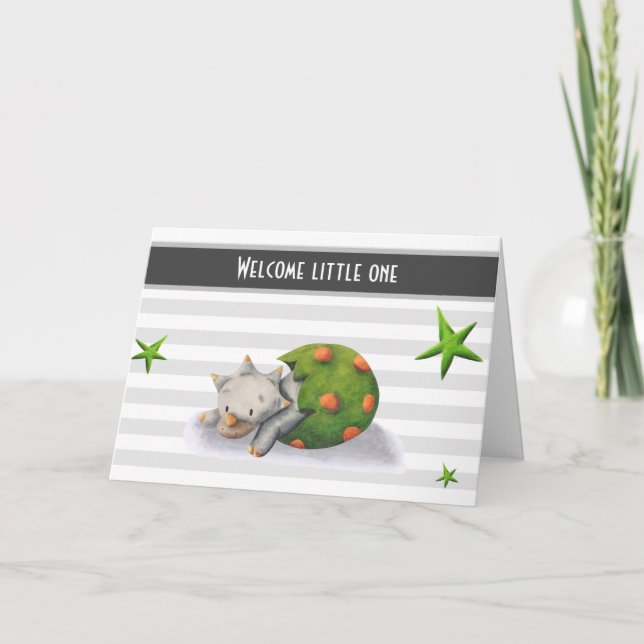 Carte Bienvenue Little One Dinosaur Nouveau bébé (Devant)