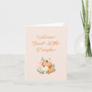 Carte Bienvenue Petit Citrouille rose et orange Nouveau 