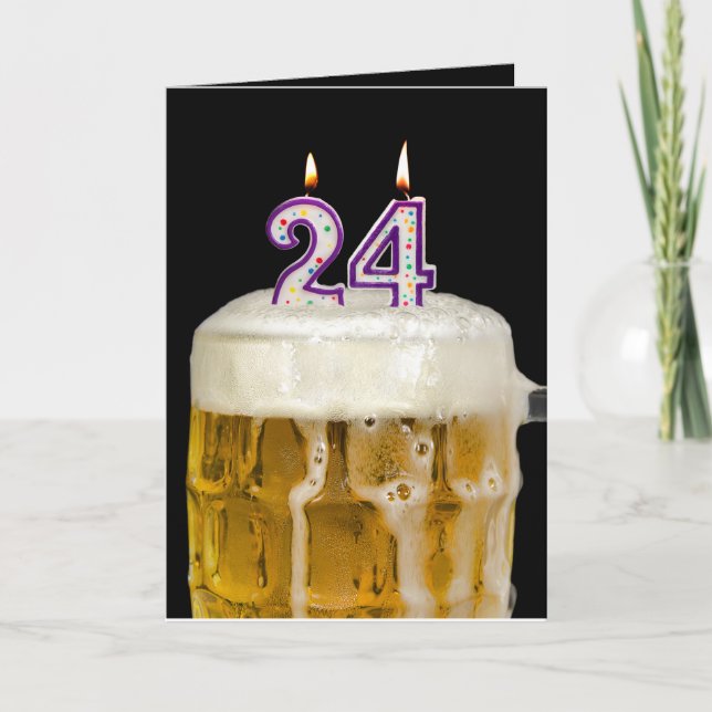 Carte Bière 24th Birthday sur noir (Devant)