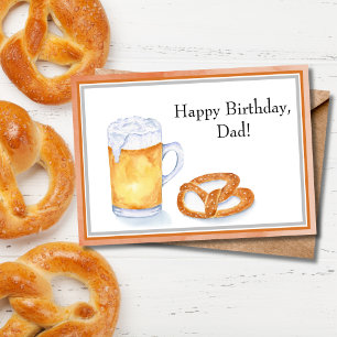 Carte Bière à l'aquarelle et anniversaire de bretzel Pap