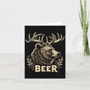 Carte Bière Amusante Design Vintage Ours Avec Antlers De